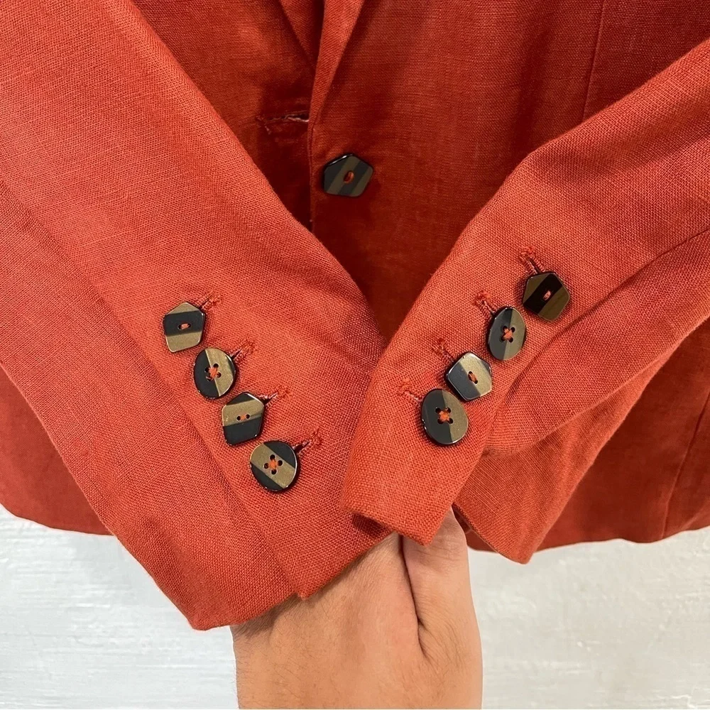 Farm Rio Brown Linen Blazer - Picture 4 of 6